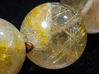 Hand Made Stunning 1980s Brazilian Golden Rutile 18 mm Bead Necklace x 1 From Brazil