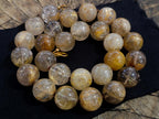 Hand Made Stunning 1980s Brazilian Golden Rutile 18 mm Bead Necklace x 1 From Brazil