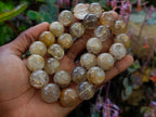 Hand Made Stunning 1980s Brazilian Golden Rutile 18 mm Bead Necklace x 1 From Brazil