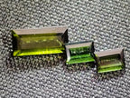 Polished Set of 3 Verdelite Green Tourmaline Baguette Cut Faceted Gemstones x 1 From Karibib, Namibia