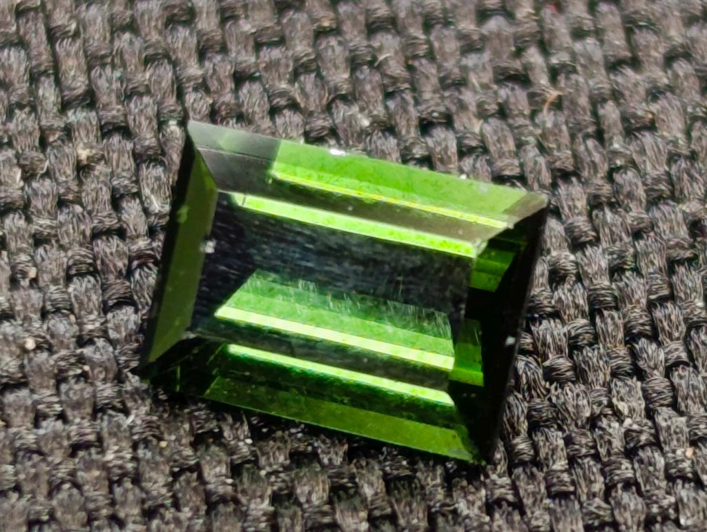 Polished Set of 3 Verdelite Green Tourmaline Baguette Cut Faceted Gemstones x 1 From Karibib, Namibia
