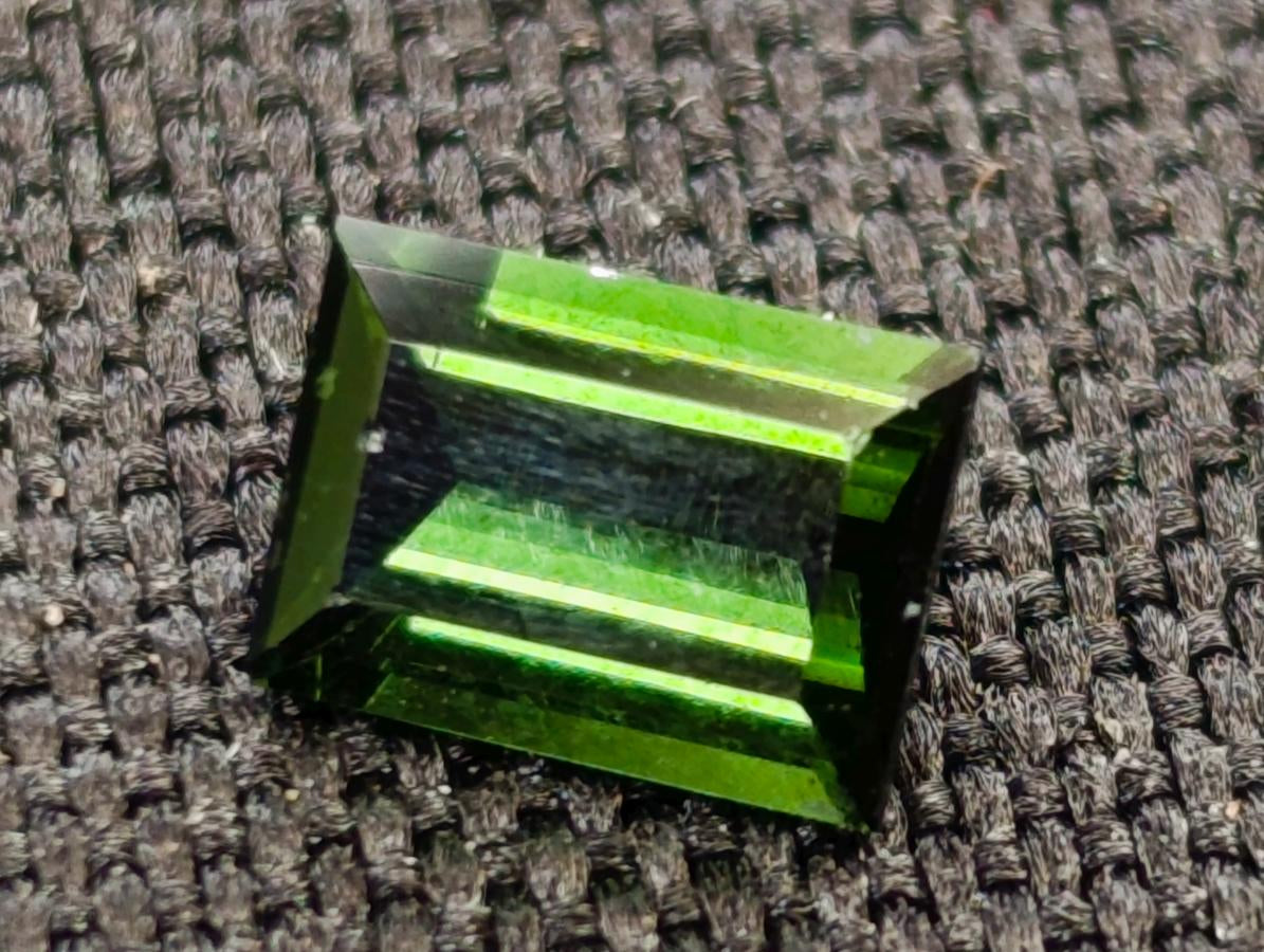 Polished Set of 3 Verdelite Green Tourmaline Baguette Cut Faceted Gemstones x 1 From Karibib, Namibia