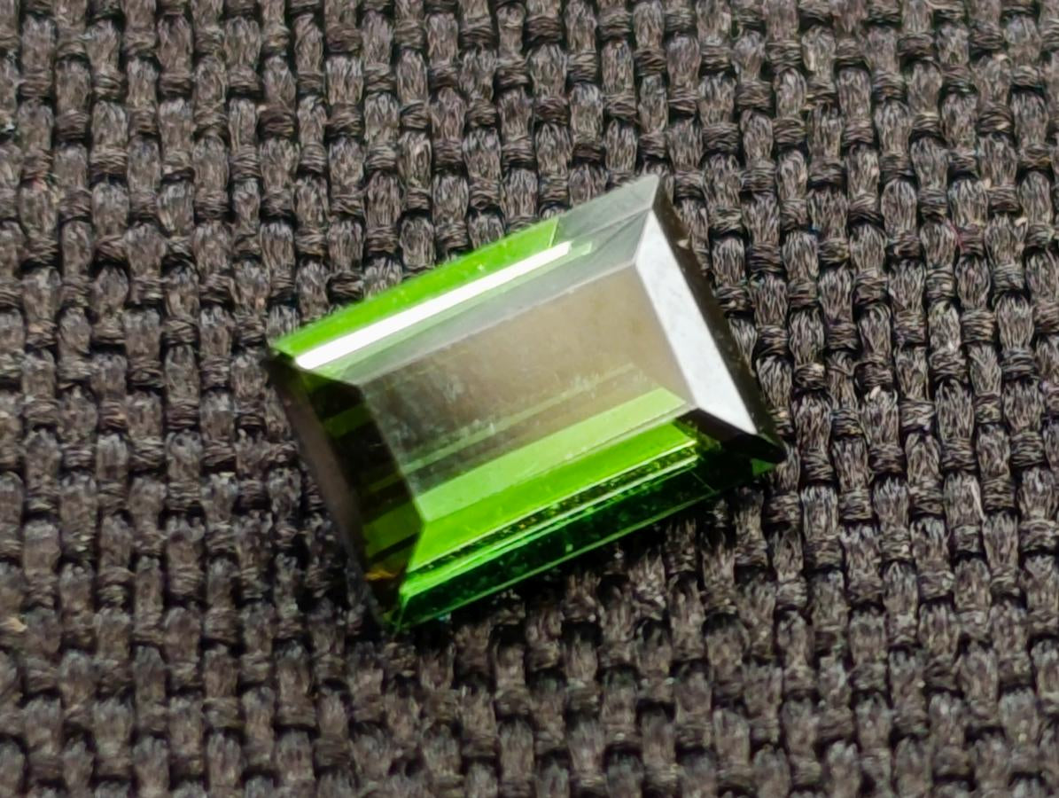 Polished Set of 3 Verdelite Green Tourmaline Baguette Cut Faceted Gemstones x 1 From Karibib, Namibia