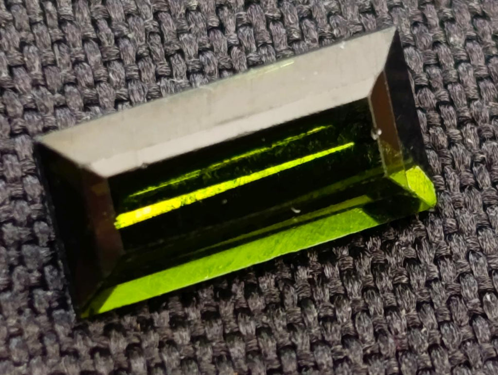 Polished Set of 3 Verdelite Green Tourmaline Baguette Cut Faceted Gemstones x 1 From Karibib, Namibia
