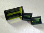 Polished Set of 3 Verdelite Green Tourmaline Baguette Cut Faceted Gemstones x 1 From Karibib, Namibia