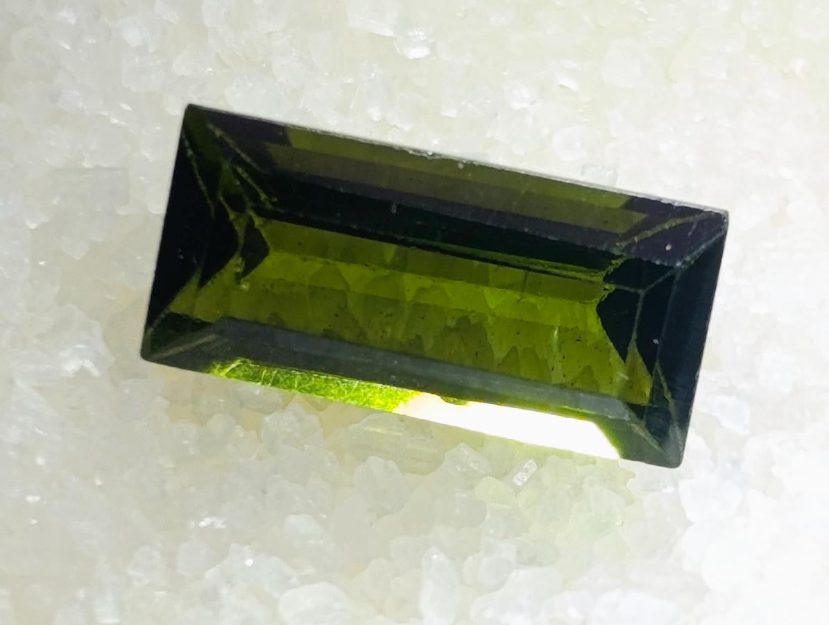 Polished Set of 3 Verdelite Green Tourmaline Baguette Cut Faceted Gemstones x 1 From Karibib, Namibia