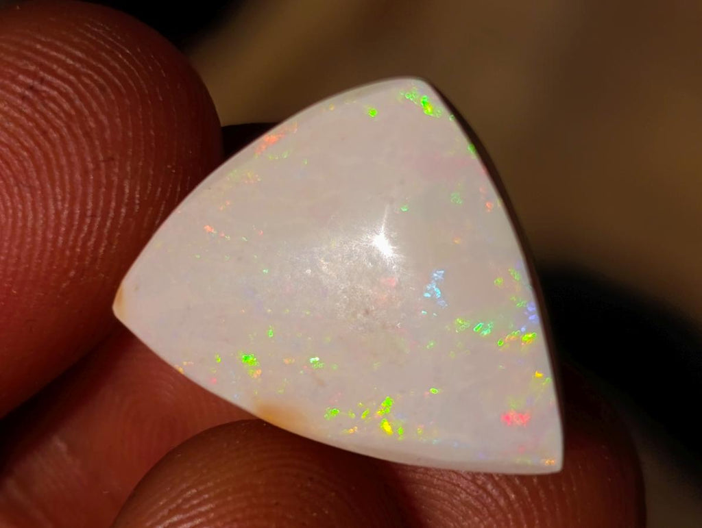 Polished Ethiopian White Trillion Cut Precious White Opal Cabochon x 1 From Welo, Ethiopia