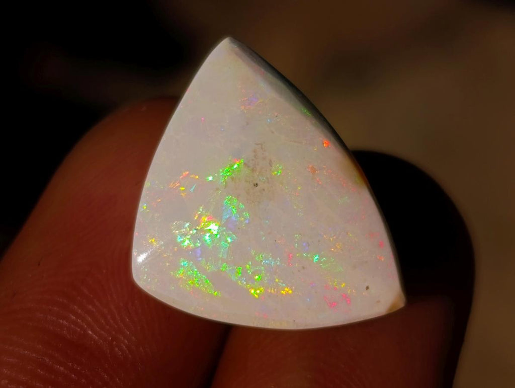 Polished Ethiopian White Trillion Cut Precious White Opal Cabochon x 1 From Welo, Ethiopia