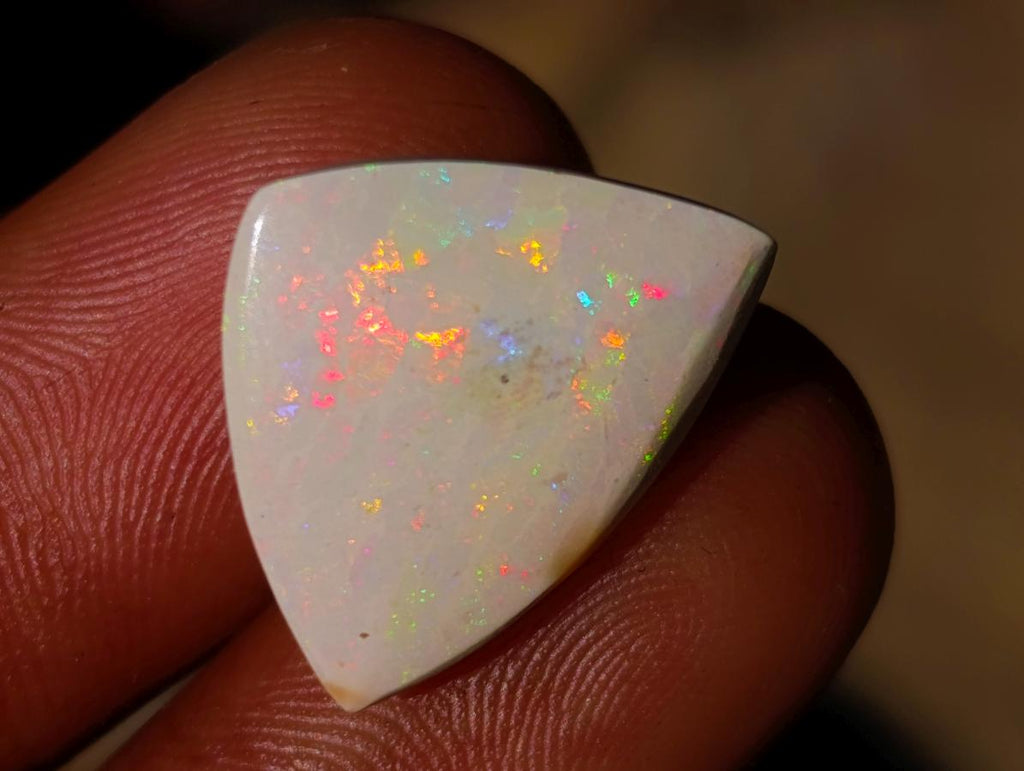 Polished Ethiopian White Trillion Cut Precious White Opal Cabochon x 1 From Welo, Ethiopia