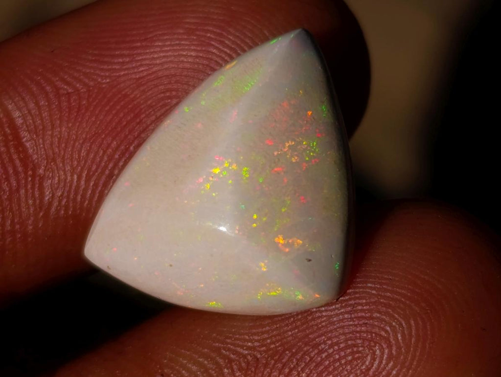 Polished Ethiopian White Trillion Cut Precious White Opal Cabochon x 1 From Welo, Ethiopia