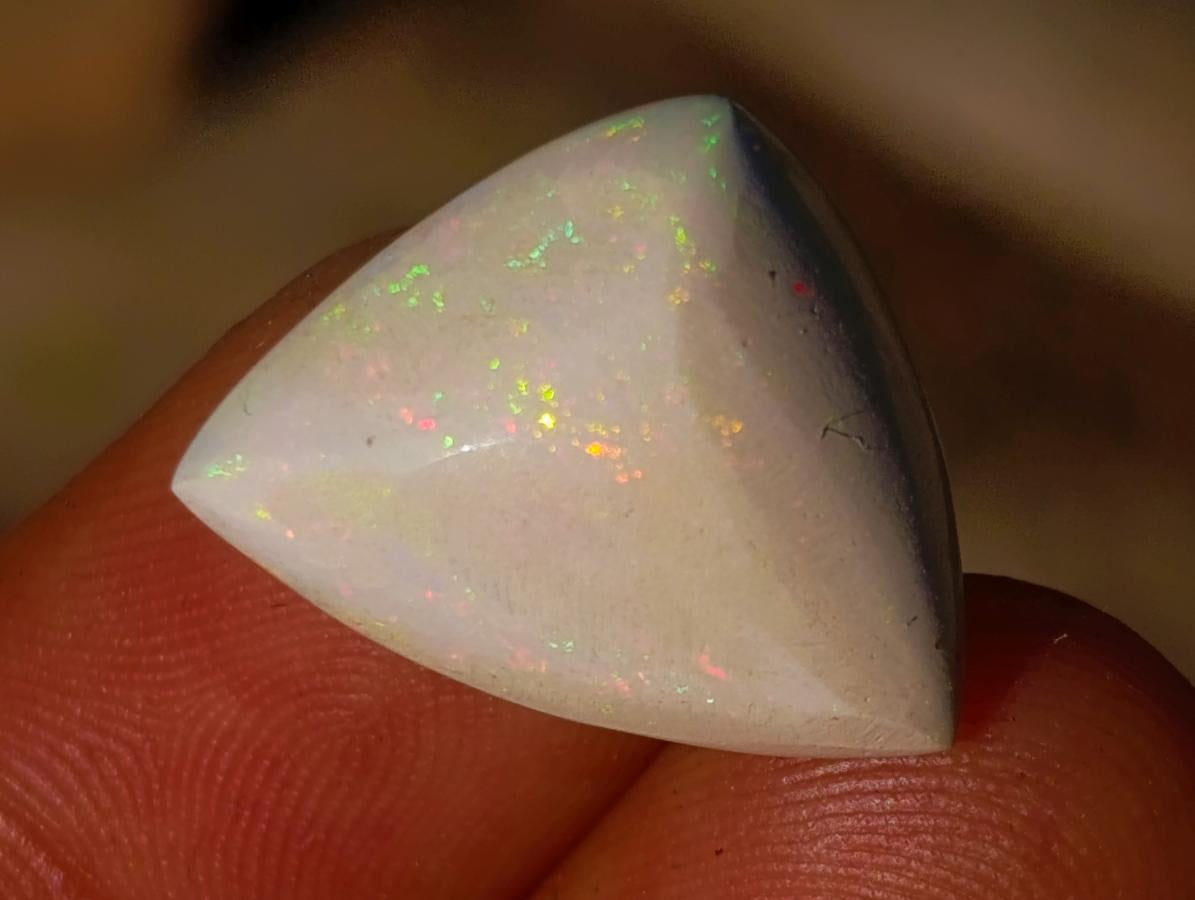 Polished Ethiopian White Trillion Cut Precious White Opal Cabochon x 1 From Welo, Ethiopia