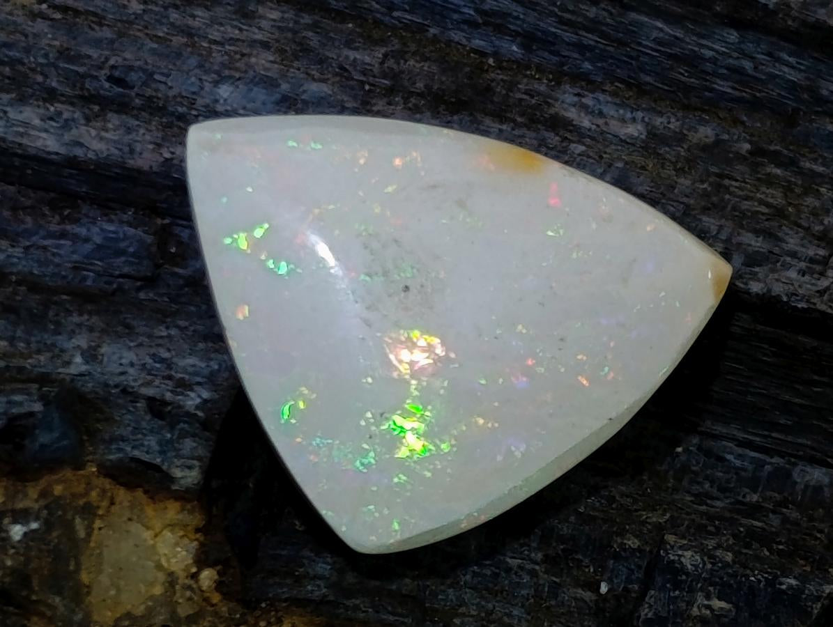Polished Ethiopian White Trillion Cut Precious White Opal Cabochon x 1 From Welo, Ethiopia