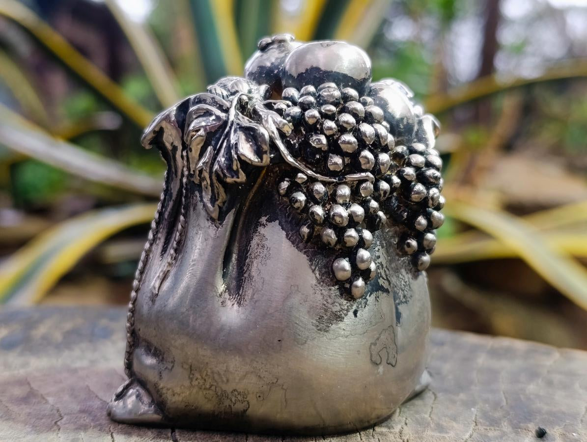 Hand Made Antique High Quality Silver Grape and Fruit Purse Art Piece x 1 From Italy