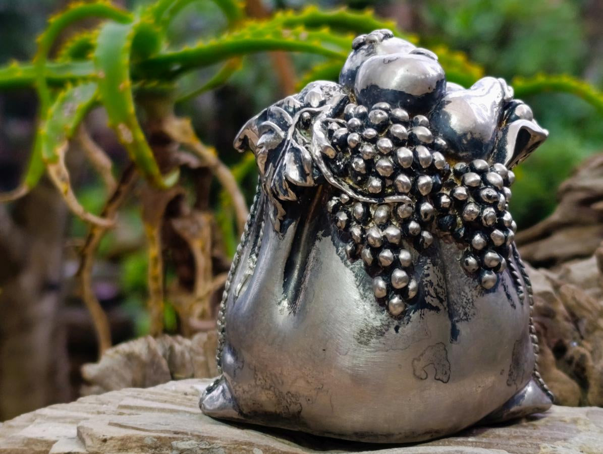 Hand Made Antique High Quality Silver Grape and Fruit Purse Art Piece x 1 From Italy