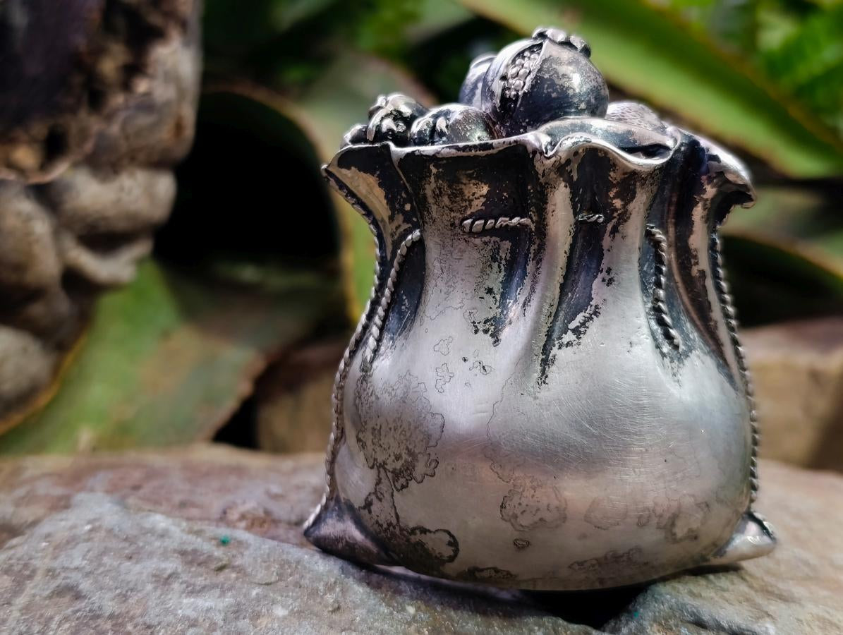 Hand Made Antique High Quality Silver Grape and Fruit Purse Art Piece x 1 From Italy