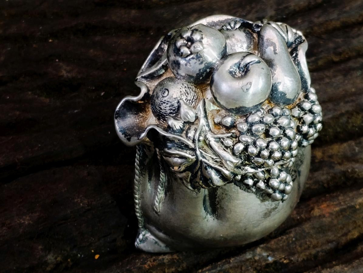 Hand Made Antique High Quality Silver Grape and Fruit Purse Art Piece x 1 From Italy