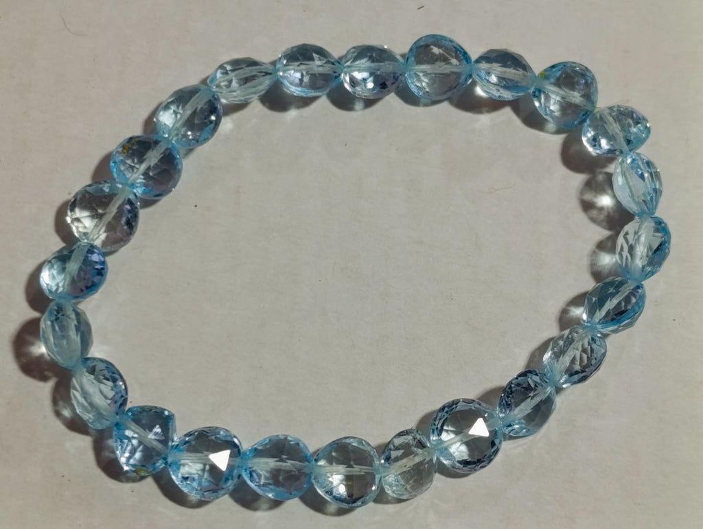 Polished Faceted Blue Topaz Beaded Bracelet or Bangle x 1 From China (Copy)