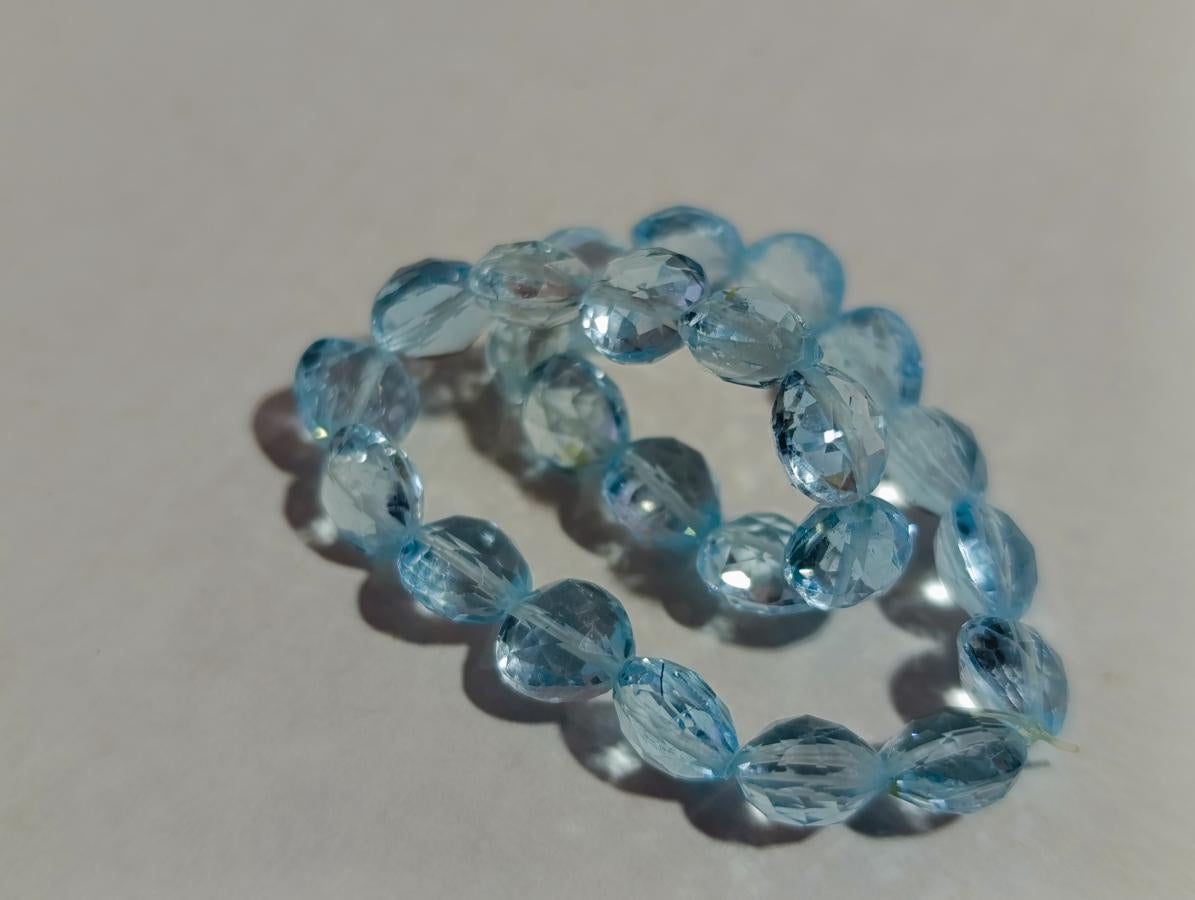 Polished Faceted Blue Topaz Beaded Bracelet or Bangle x 1 From China (Copy)