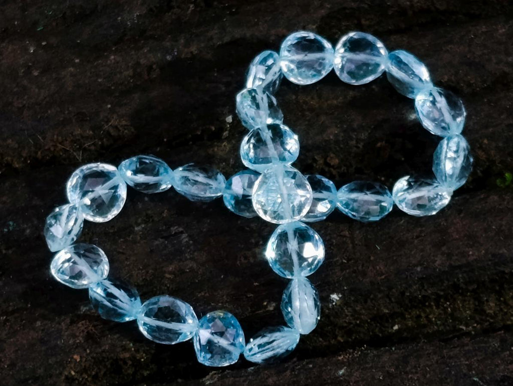 Polished Faceted Blue Topaz Beaded Bracelet or Bangle x 1 From China (Copy)