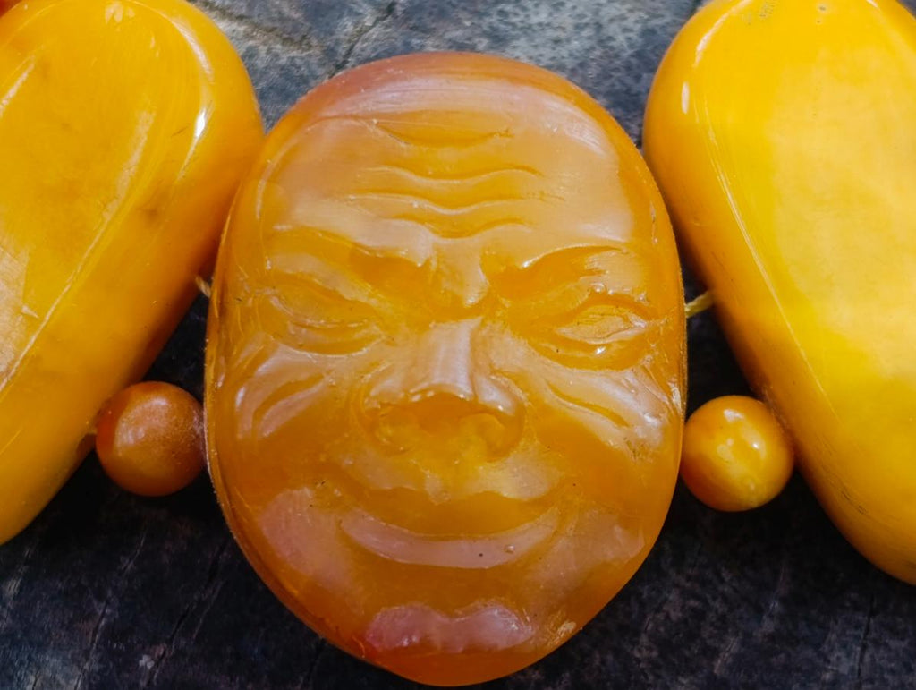 Hand Made Six Wise Men Old Butterscotch Fossil Amber Necklace x 1 From Poland
