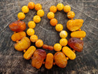 Hand Made Six Wise Men Old Butterscotch Fossil Amber Necklace x 1 From Poland
