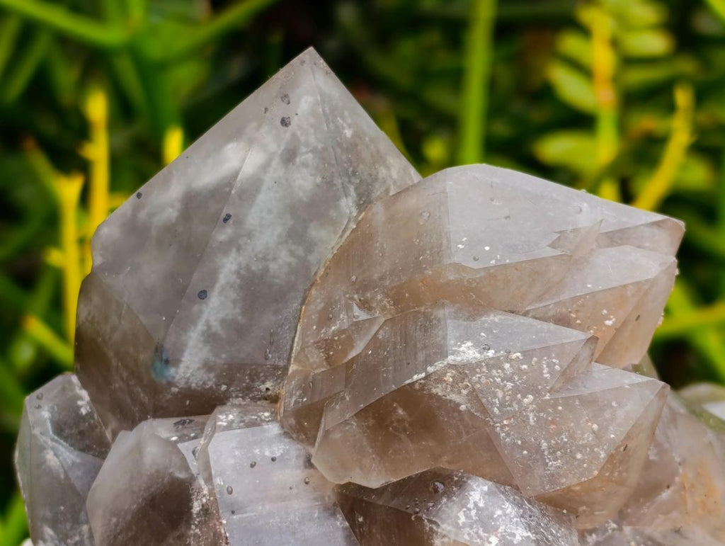 Natural Stacked Erongo Mountain Phantom Smokey Quartz Crystal Cluster with Fluorescent Hyalite x 1 From Erongo, Namibia