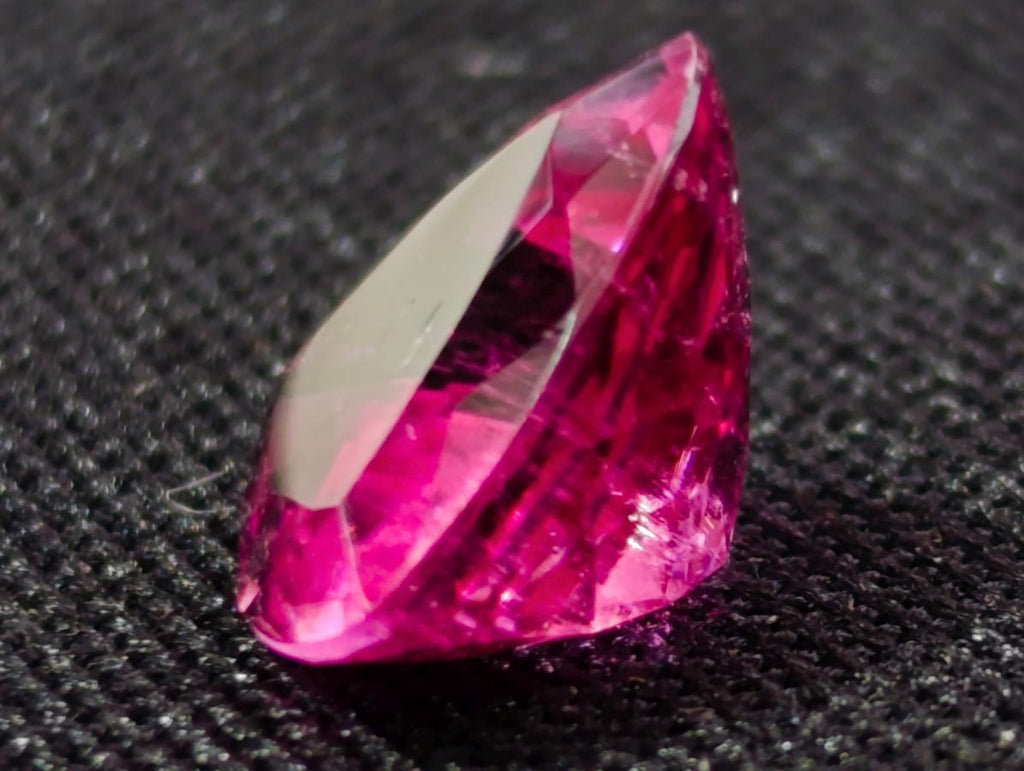 Polished Exquisite Set of 3 Hot Pink Tourmaline Faceted Stones with Trillion and Teardrop Cuts x 1 From Namibia