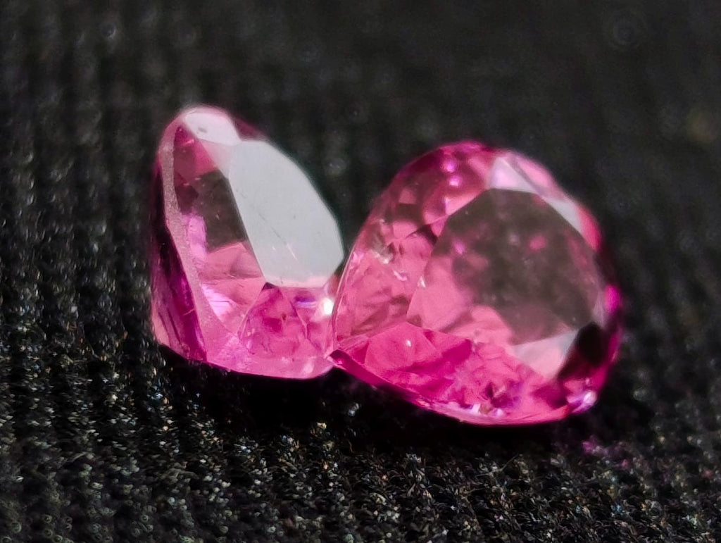 Polished Exquisite Set of 3 Hot Pink Tourmaline Faceted Stones with Trillion and Teardrop Cuts x 1 From Namibia