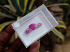 Polished Exquisite Set of 3 Hot Pink Tourmaline Faceted Stones with Trillion and Teardrop Cuts x 1 From Namibia