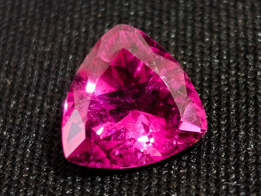 Polished Exquisite Set of 3 Hot Pink Tourmaline Faceted Stones with Trillion and Teardrop Cuts x 1 From Namibia