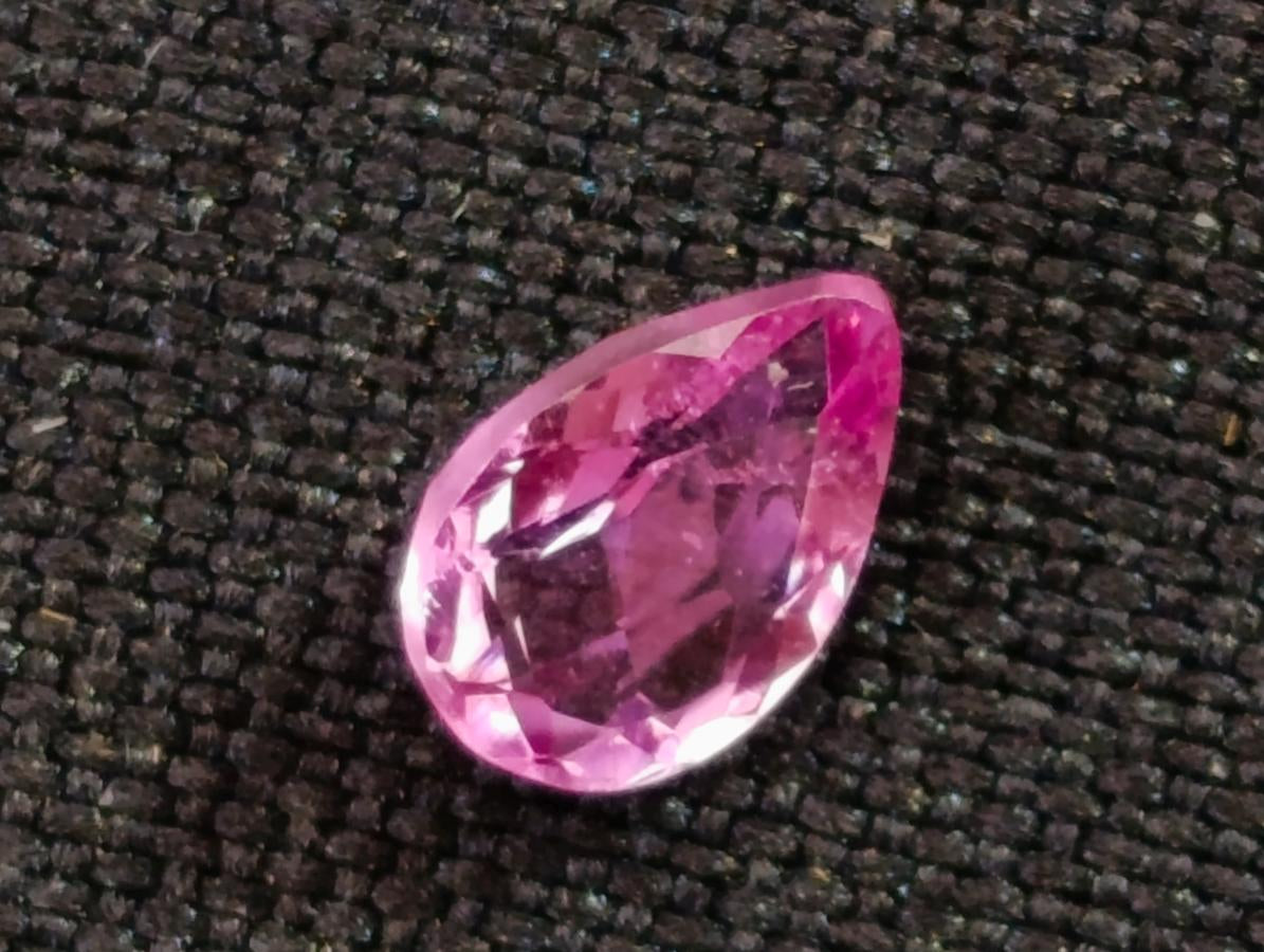 Polished Exquisite Set of 3 Hot Pink Tourmaline Faceted Stones with Trillion and Teardrop Cuts x 1 From Namibia