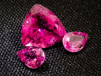 Polished Exquisite Set of 3 Hot Pink Tourmaline Faceted Stones with Trillion and Teardrop Cuts x 1 From Namibia