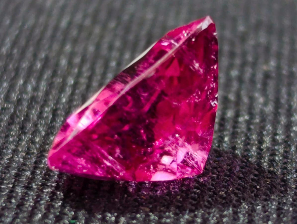 Polished Exquisite Set of 3 Hot Pink Tourmaline Faceted Stones with Trillion and Teardrop Cuts x 1 From Namibia