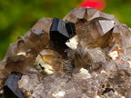 Natural Highly Fluorescent Schorl Black Tourmaline Smokey Quartz and Hyalite Opal Specimen x 1 From Erongo, Namibia
