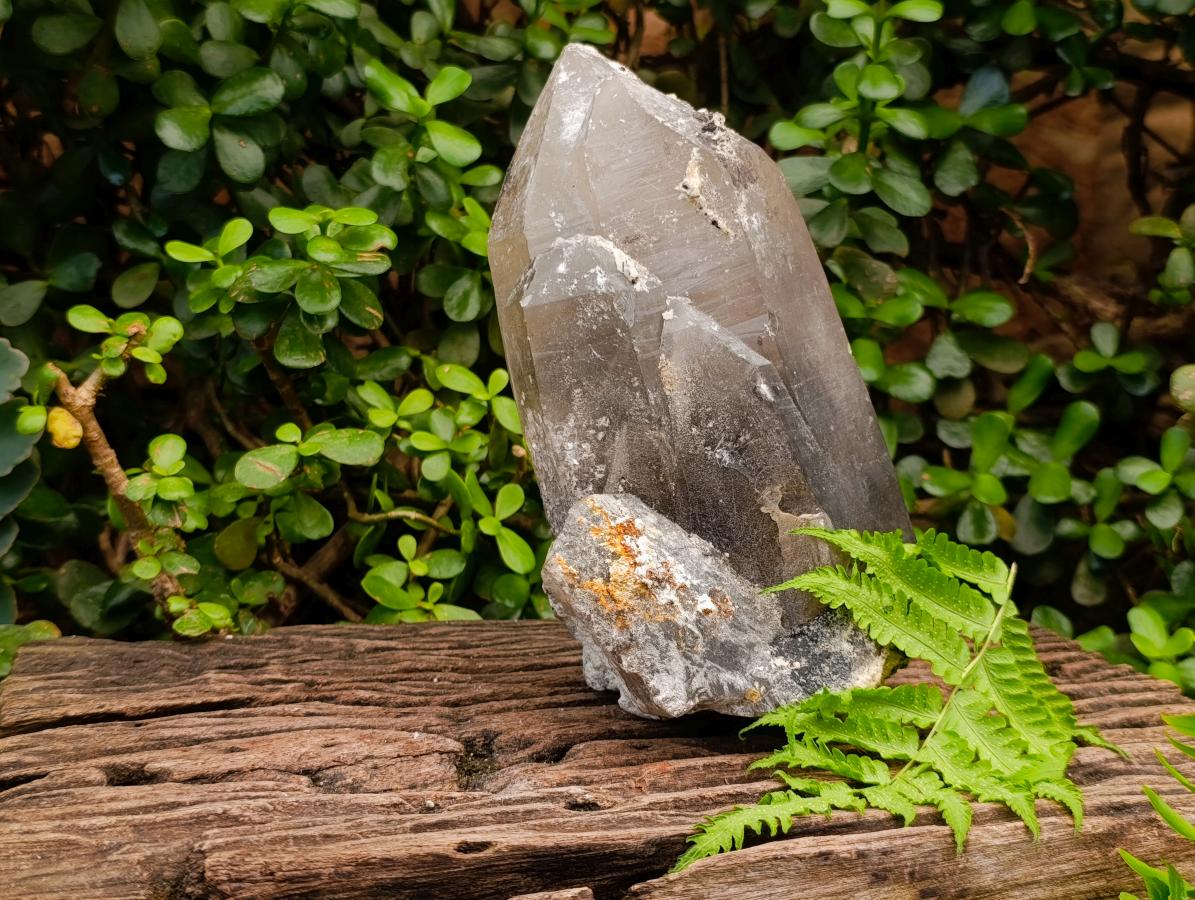 Natural Large Triple Fluorescent Smokey Quartz Crystal Cluster with Hyalite Opal Crystal x 1 From Erongo, Namibia