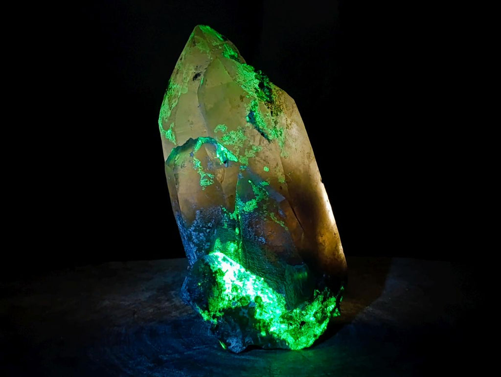 Natural Large Triple Fluorescent Smokey Quartz Crystal Cluster with Hyalite Opal Crystal x 1 From Erongo, Namibia