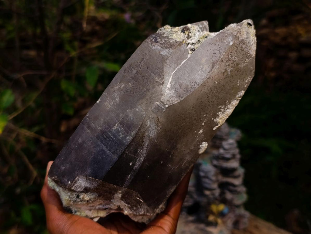 Natural Large Triple Fluorescent Smokey Quartz Crystal Cluster with Hyalite Opal Crystal x 1 From Erongo, Namibia