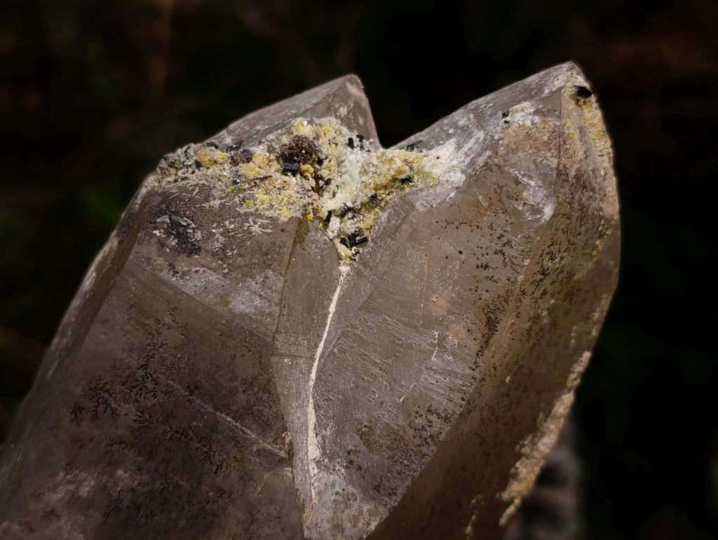 Natural Large Triple Fluorescent Smokey Quartz Crystal Cluster with Hyalite Opal Crystal x 1 From Erongo, Namibia