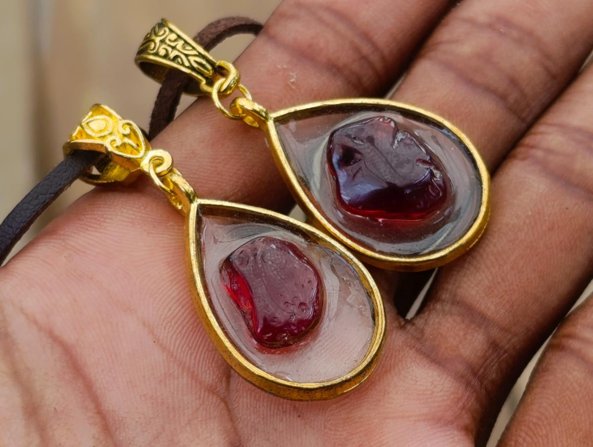 Hand Made Red Garnet Rock Lovers Necklace - Sold Per Item - From Mozambique