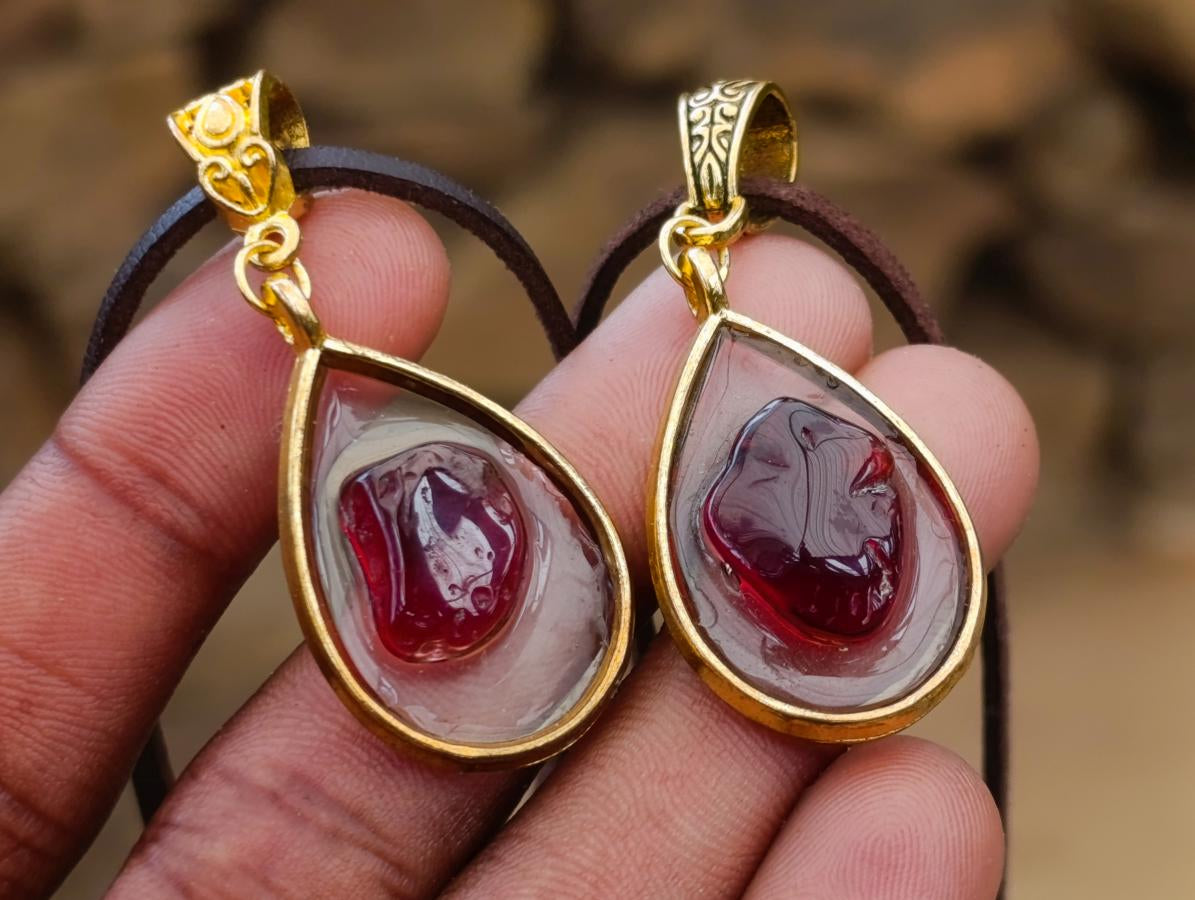 Hand Made Red Garnet Rock Lovers Necklace - Sold Per Item - From Mozambique