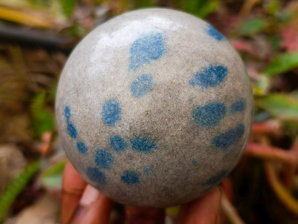 Polished Blue Spotted Spinel Quartz Sphere x 1 From Madagascar