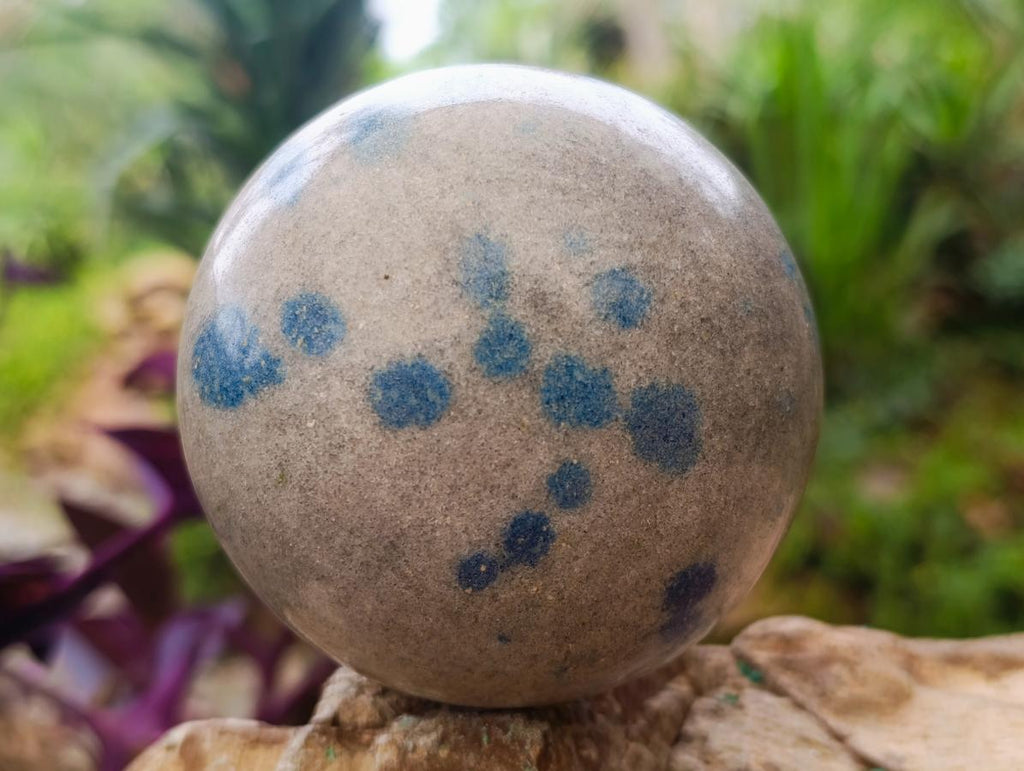 Polished Blue Spotted Spinel Quartz Sphere x 1 From Madagascar