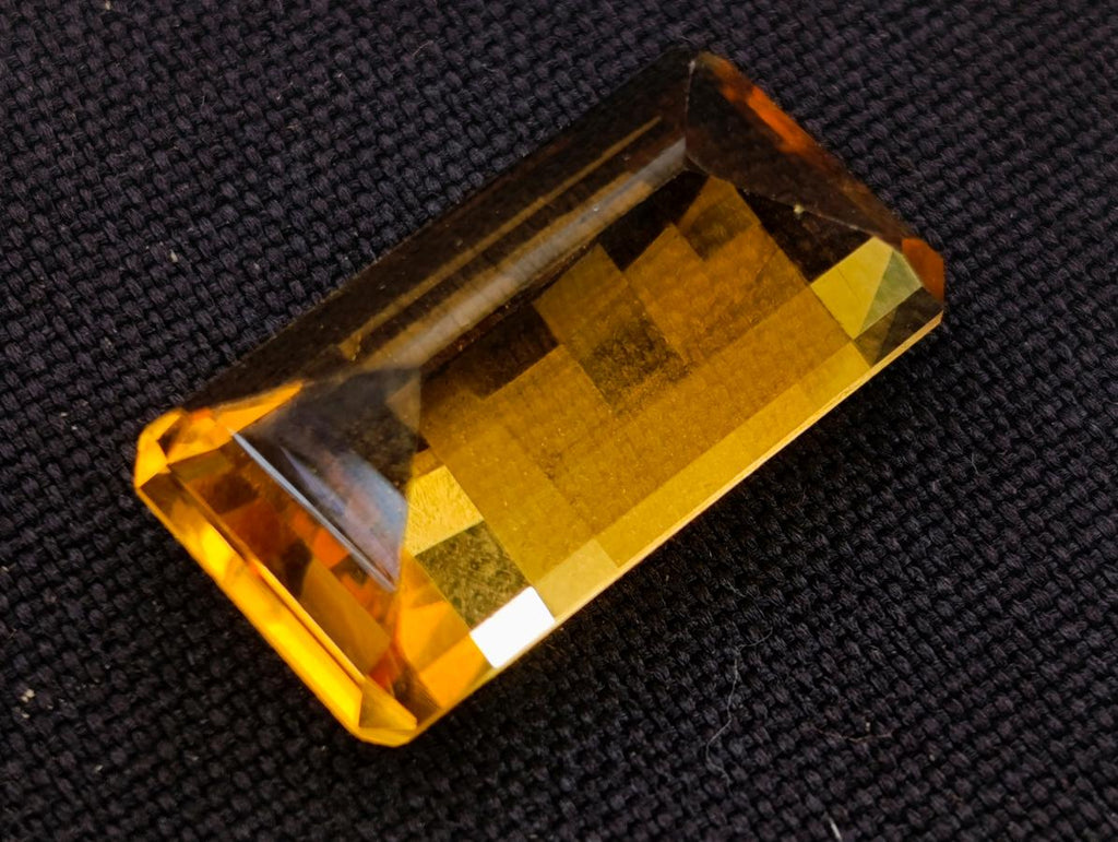 Polished AA Grade Checkerboard Faceted 25 Carat Citrine Gemstone x 1 From Congo