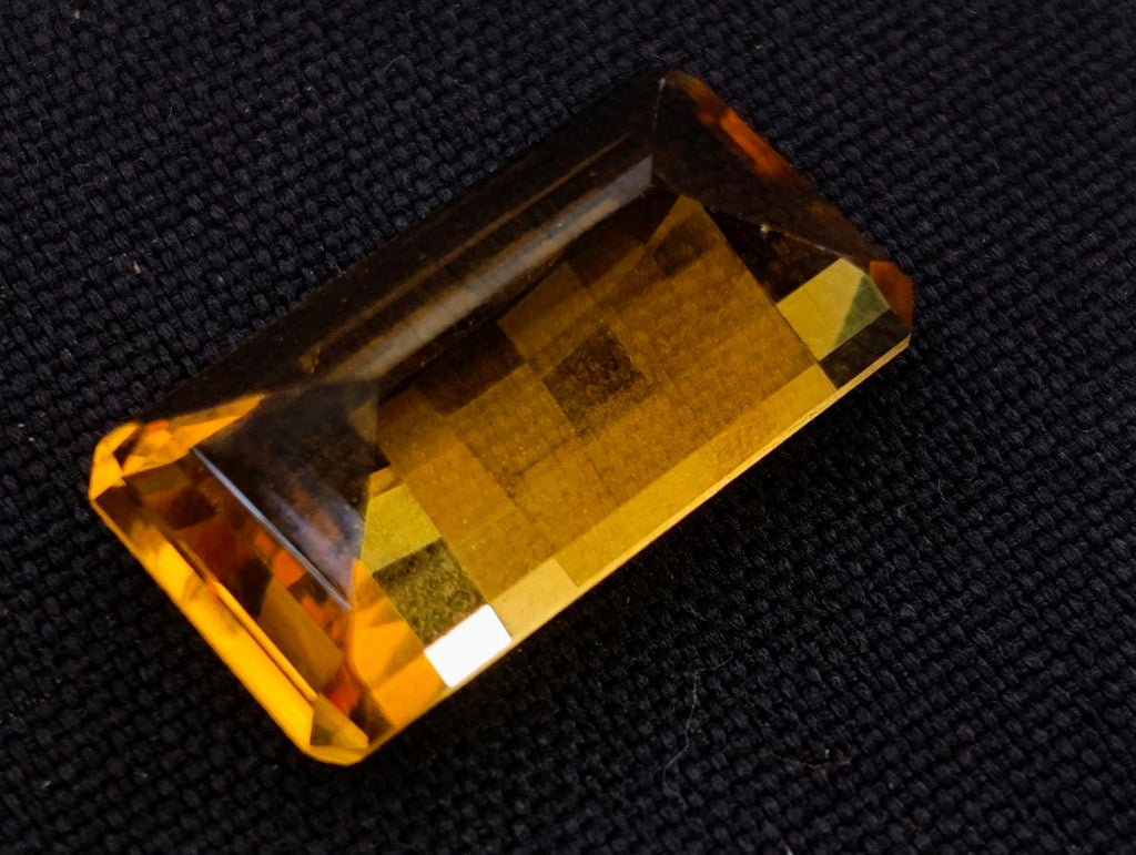 Polished AA Grade Checkerboard Faceted 25 Carat Citrine Gemstone x 1 From Congo