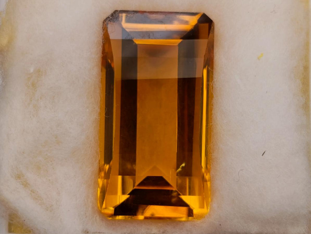 Polished AA Grade Checkerboard Faceted 25 Carat Citrine Gemstone x 1 From Congo