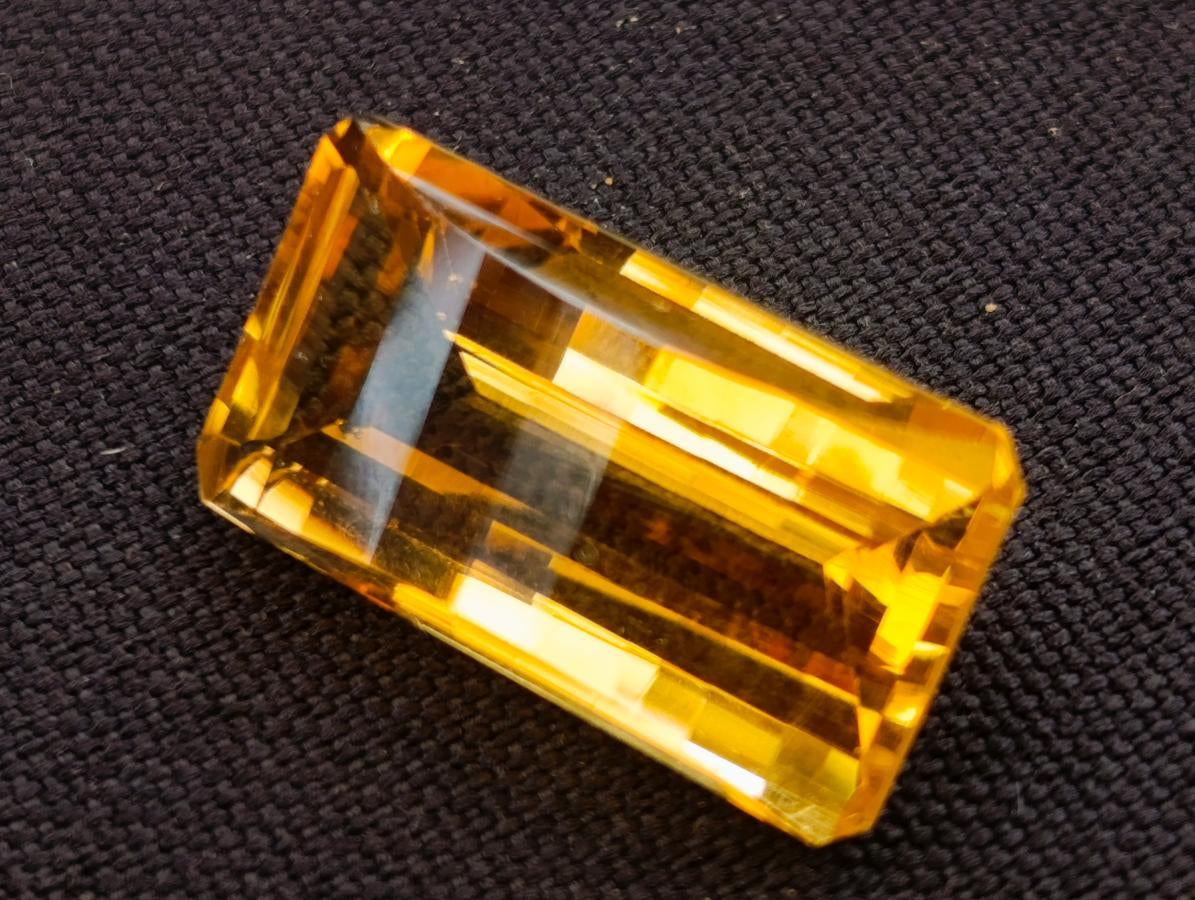 Polished AA Grade Checkerboard Faceted 25 Carat Citrine Gemstone x 1 From Congo