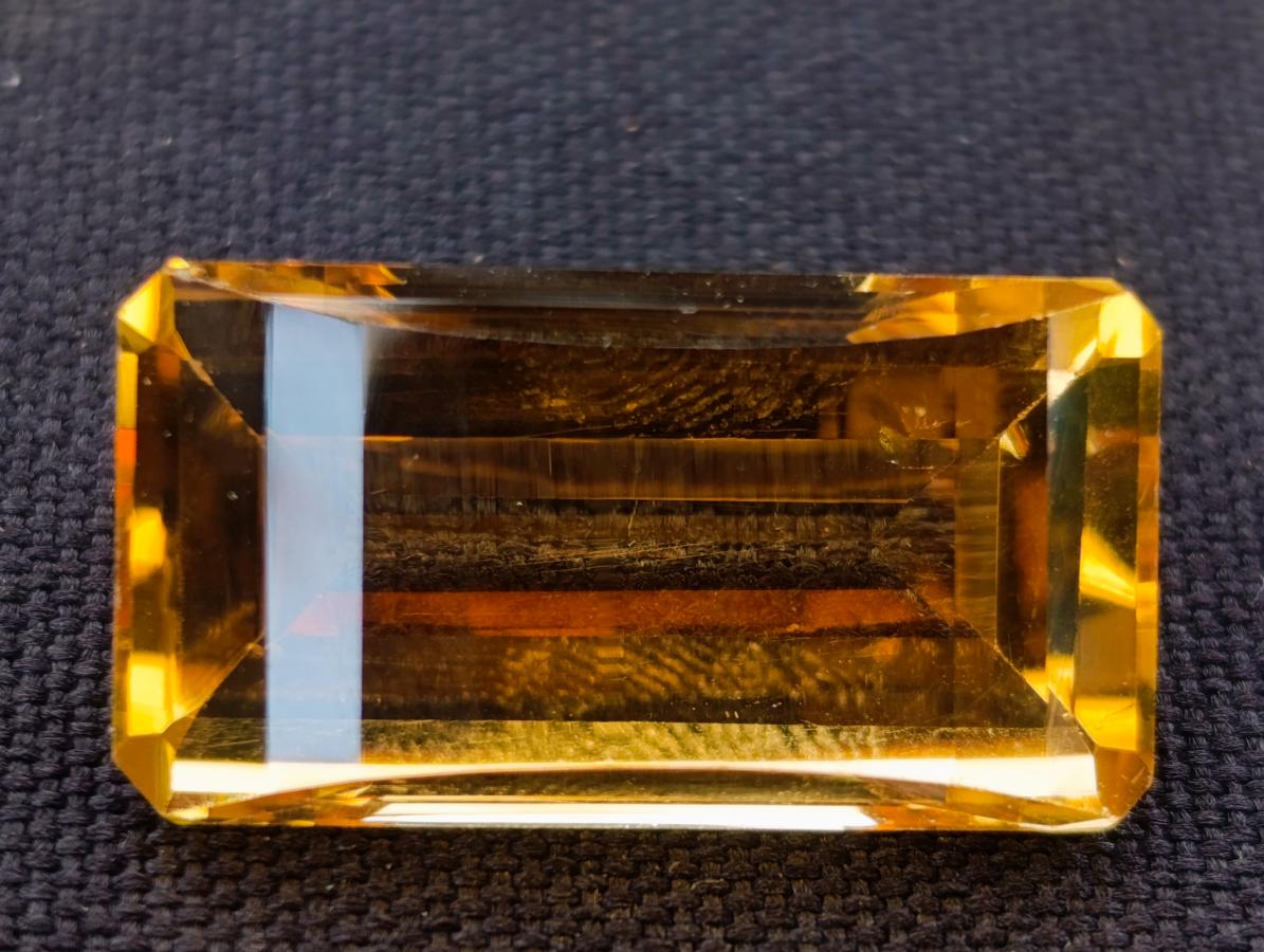 Polished AA Grade Checkerboard Faceted 25 Carat Citrine Gemstone x 1 From Congo