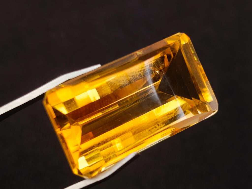 Polished AA Grade Checkerboard Faceted 25 Carat Citrine Gemstone x 1 From Congo