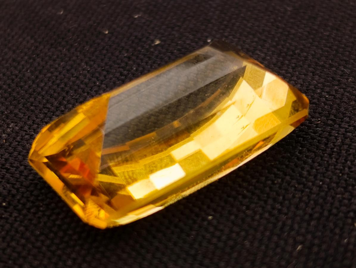 Polished AA Grade Checkerboard Faceted 25 Carat Citrine Gemstone x 1 From Congo
