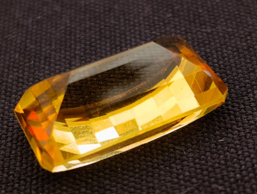 Polished AA Grade Checkerboard Faceted 25 Carat Citrine Gemstone x 1 From Congo